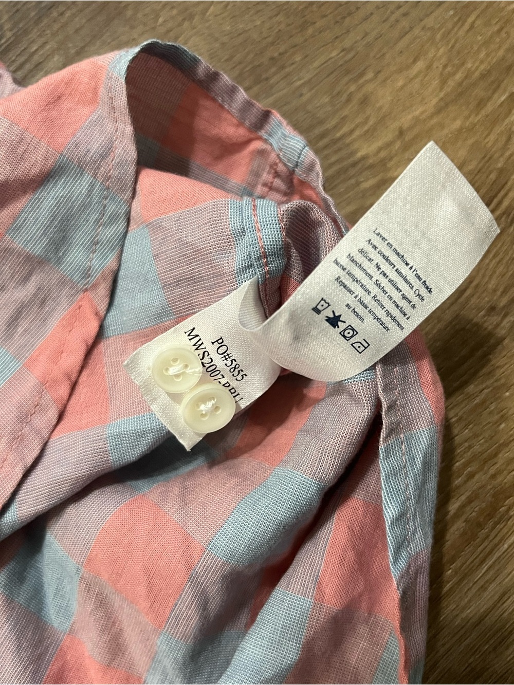 Faherty Stretch Summer Blend Shirt | Pink & Light Blue Buffalo Check | Large - Picture 3 of 7